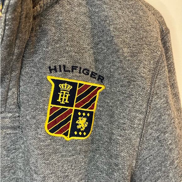Tommy‎ Hilfiger Mens Gray Zipper Pull Over Size Medium Crest Embroidered - Picture 4 of 9